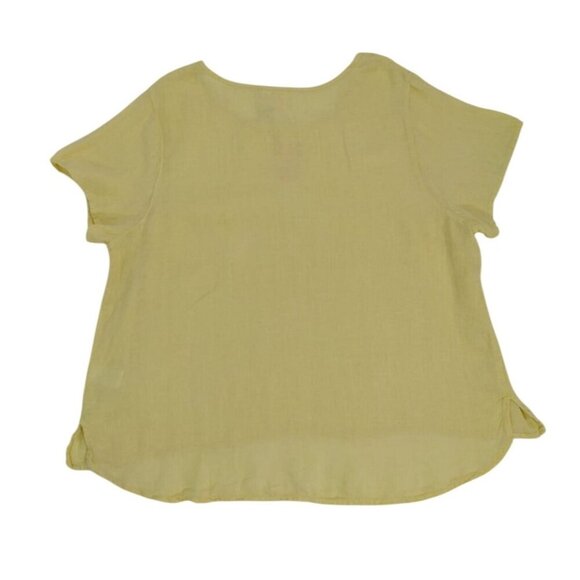 Women's yellow short-sleeved round-neck blouse by Only Necessities. Size 2X. - Picture 2 of 5